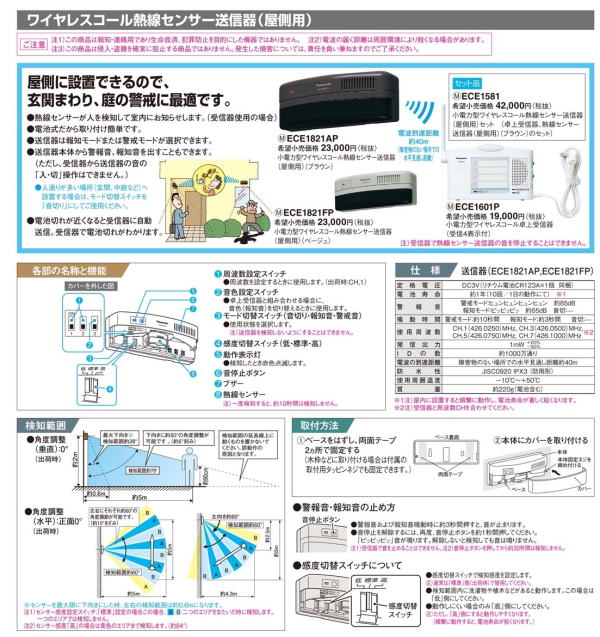 名古屋　熱線センサー送信器説明画像